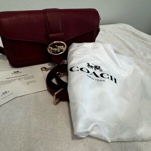 Coach Women's Deep Red Leather Crossbody Bag